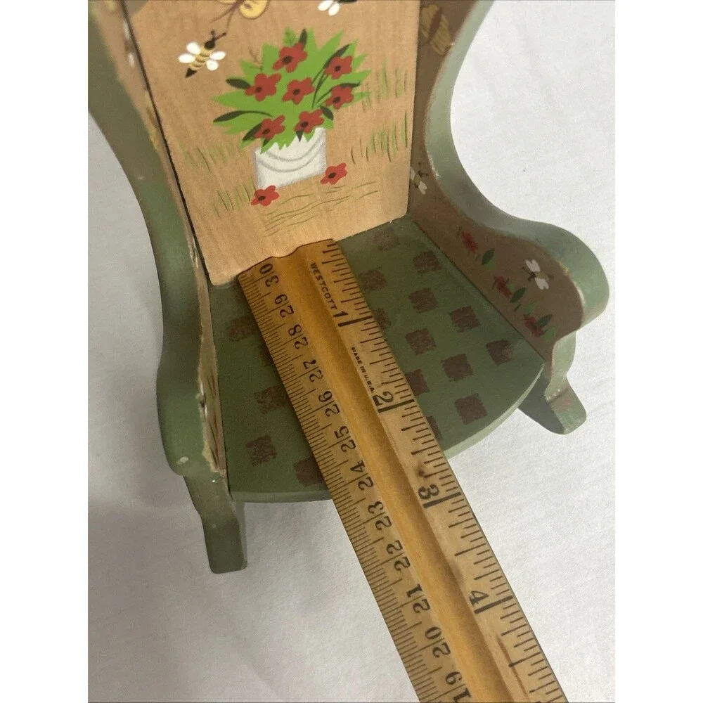 Hand Painted Wooden Doll Rocking Chair 6 Inch